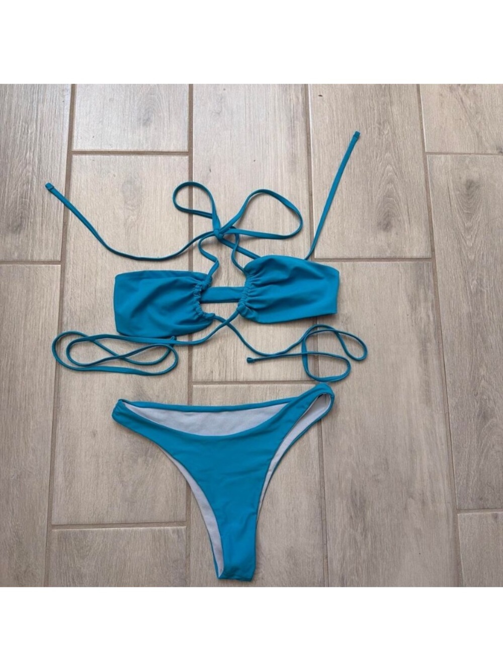 Teal String Bikini Set - Women's Swim